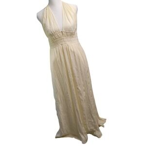 Halter Maxi Dress Sundress Tie Back Elegant Flowy Fairy Peasant Gauze Cottagecor